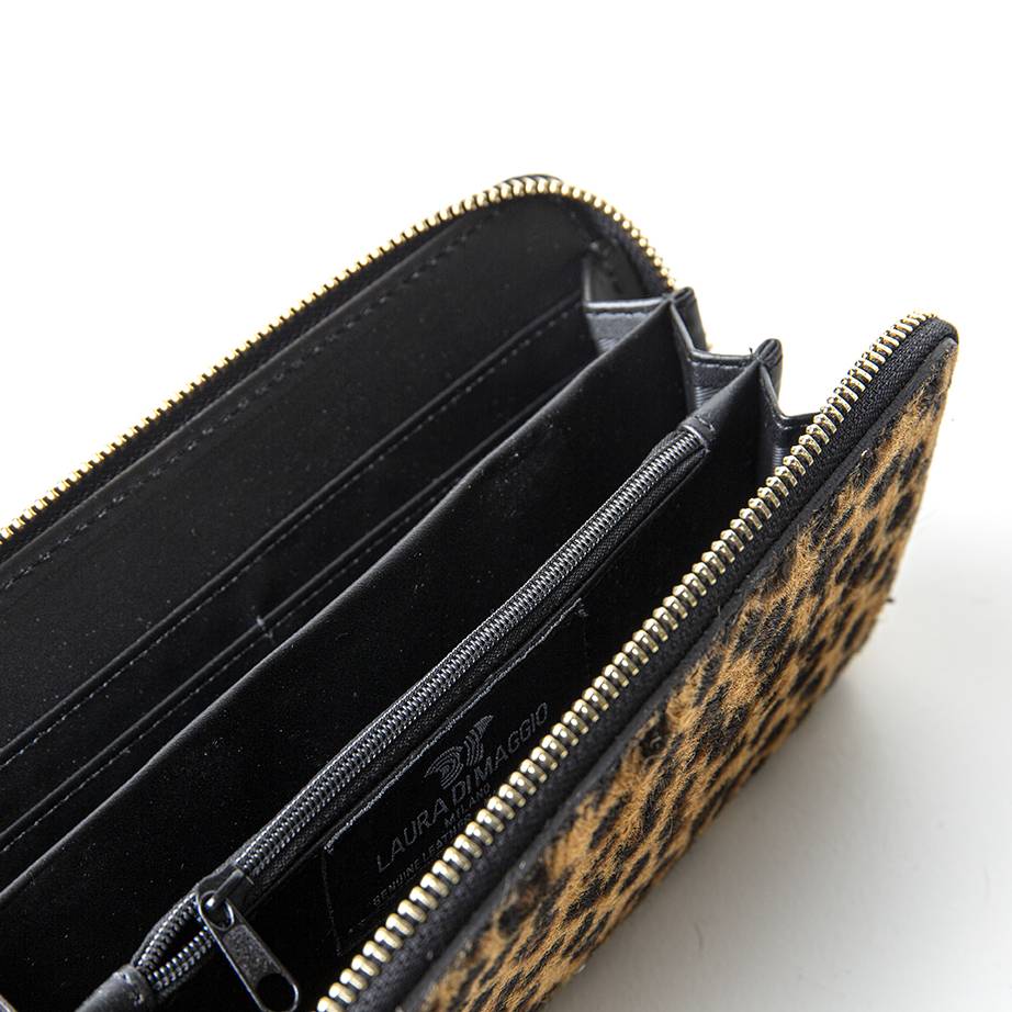 Laura Di Maggio Leopard – portafoglio in cavallino stampato Nuova