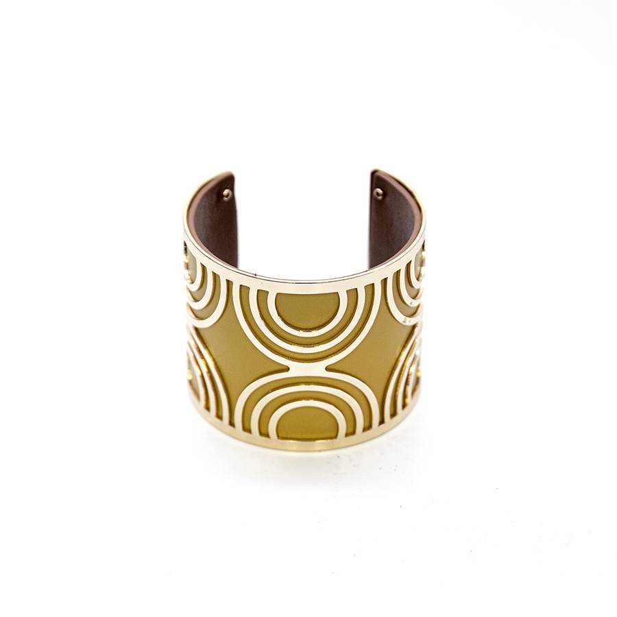 Laura Di Maggio BRACCIALE – senape\cuoio montatura oro