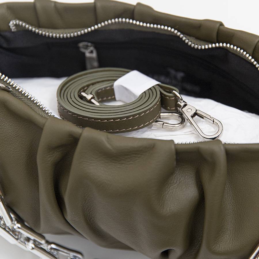 Laura Di Maggio MUFFIN – Borsa in pelle nappa verde oliva I Più Venduti