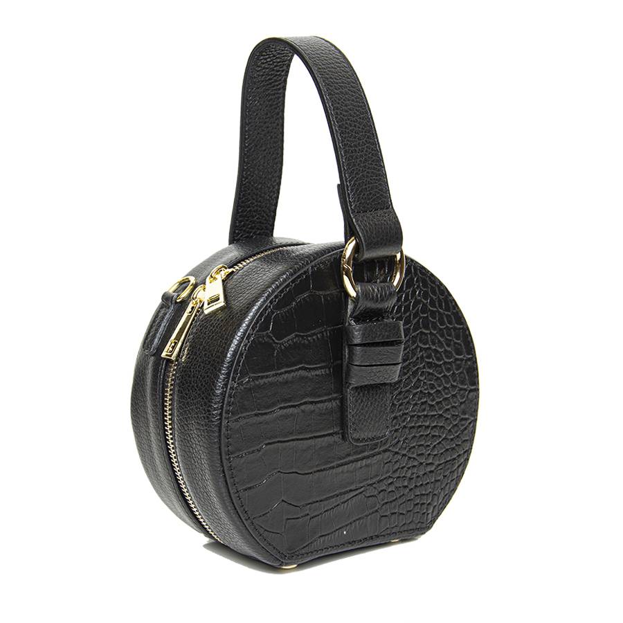 Laura Di Maggio LADY – Borsa circolare in pelle stampa cocco nera Negozio