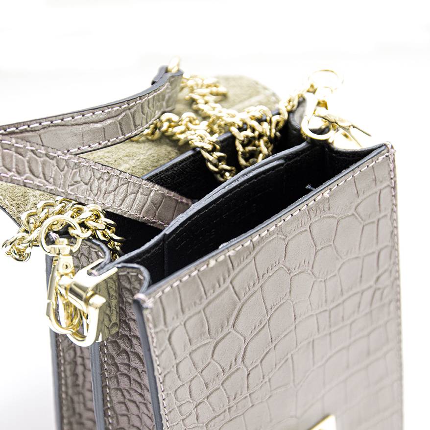 Laura Di Maggio SOIRÉE – Borsa da Sera in Pelle Stampa Cocco – Taupe Moda