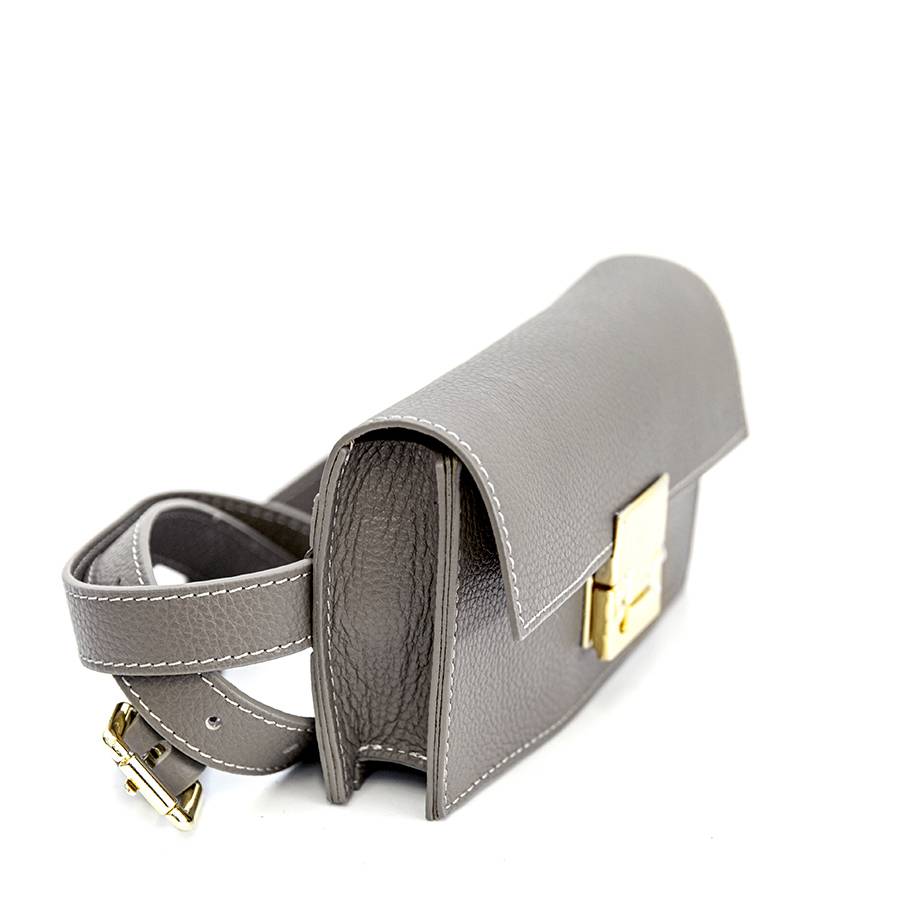 Laura Di Maggio CAROL – marsupio grigio con chiusura oro Vendita