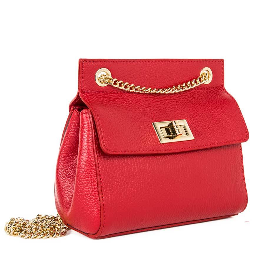 Laura Di Maggio GRETA – mini bag in pelle rossa con manici a catena Promozione