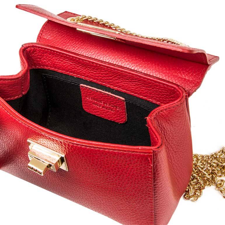 Laura Di Maggio GRETA – mini bag in pelle rossa con manici a catena Promozione