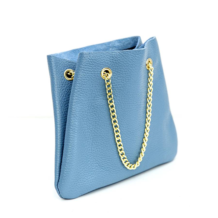 Laura Di Maggio CAMILLE – mini bag in pelle avio con catena oro Negozi Online