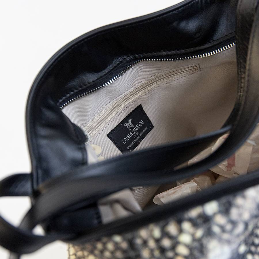 Laura Di Maggio VENICE – Zaino/borsa in pelle e tessuto roccia Offerta