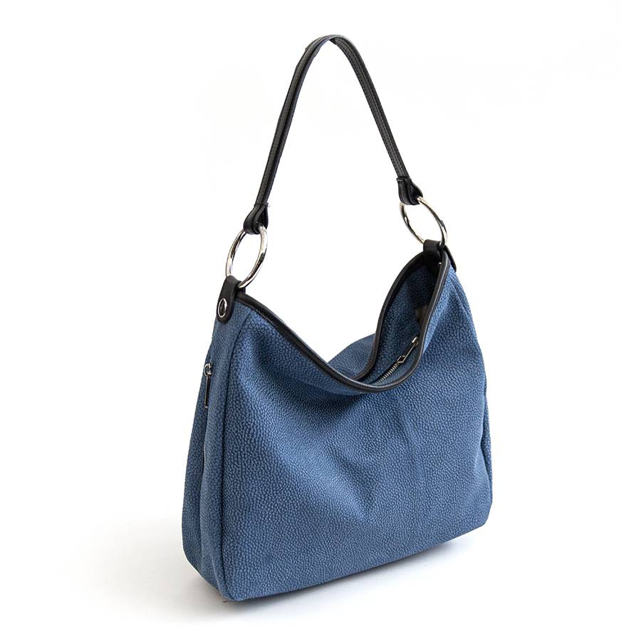 Laura Di Maggio VIVIEN – Sacca con anelli in pelle stampa tapiro blu Italia