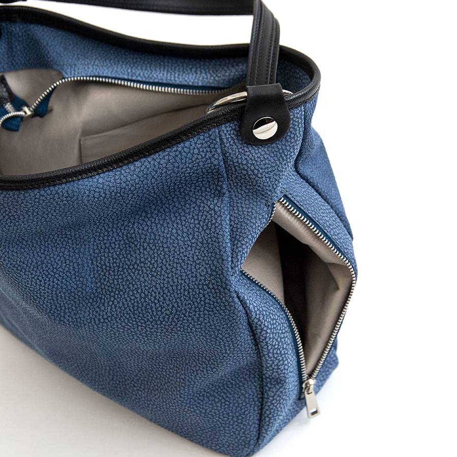 Laura Di Maggio VIVIEN – Sacca con anelli in pelle stampa tapiro blu Italia