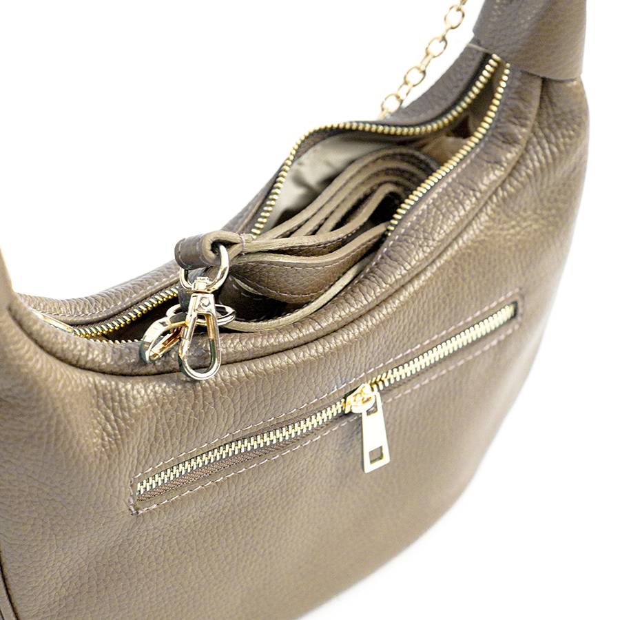 Laura Di Maggio MOON – Borsa a spalla in pelle taupe Spedizione Gratuita