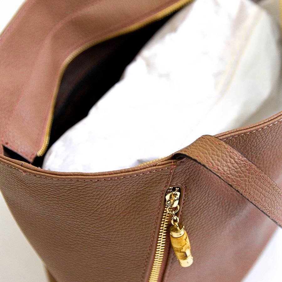 Laura Di Maggio BAMBU’ SHOPPER – Borsa in pelle cuoio Pezzi Unici