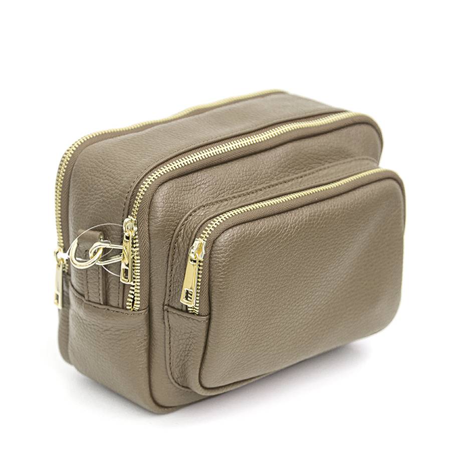 Laura Di Maggio SAPONETTA OVER – Borsa a tracolla in pelle dollaro taupe Presa