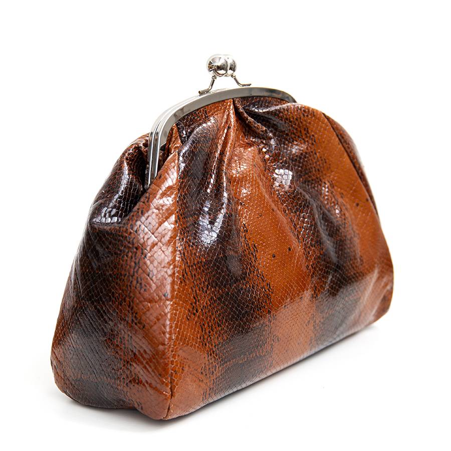 Laura Di Maggio CLUTCH – borsello in pelle stampa pitone marrone Outlet