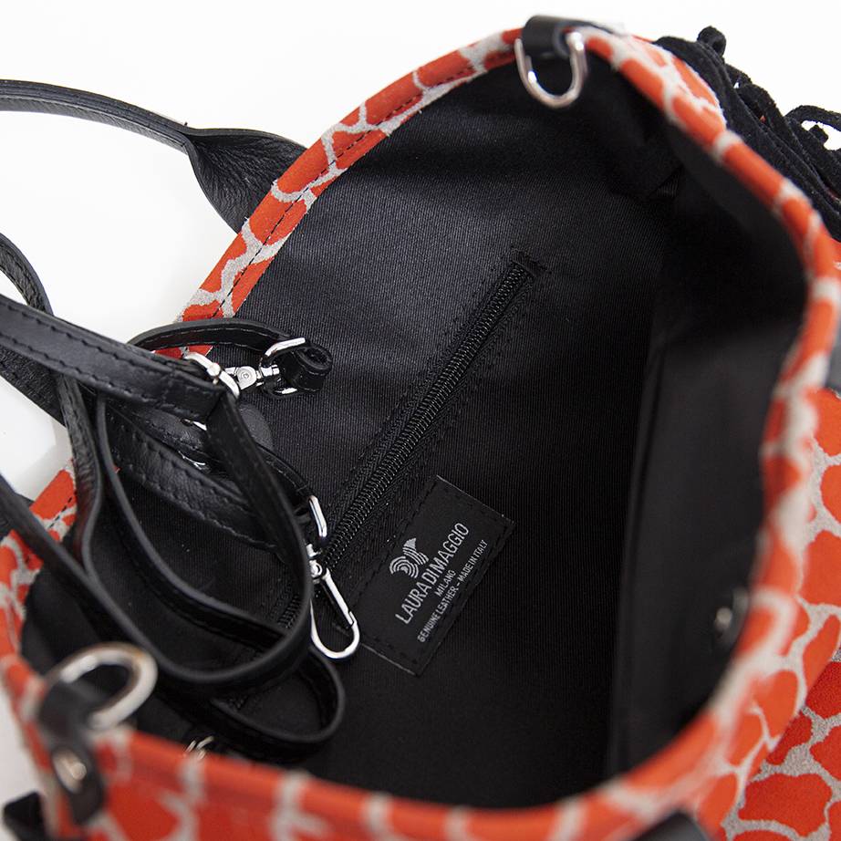 Laura Di Maggio JENNY – Borsa in camoscio stampa giraffa arancio Hotsell