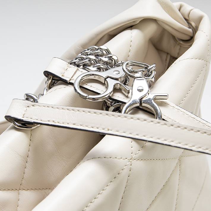 Laura Di Maggio RITA – borsa in pelle soft trapuntato latte Vendita Calda