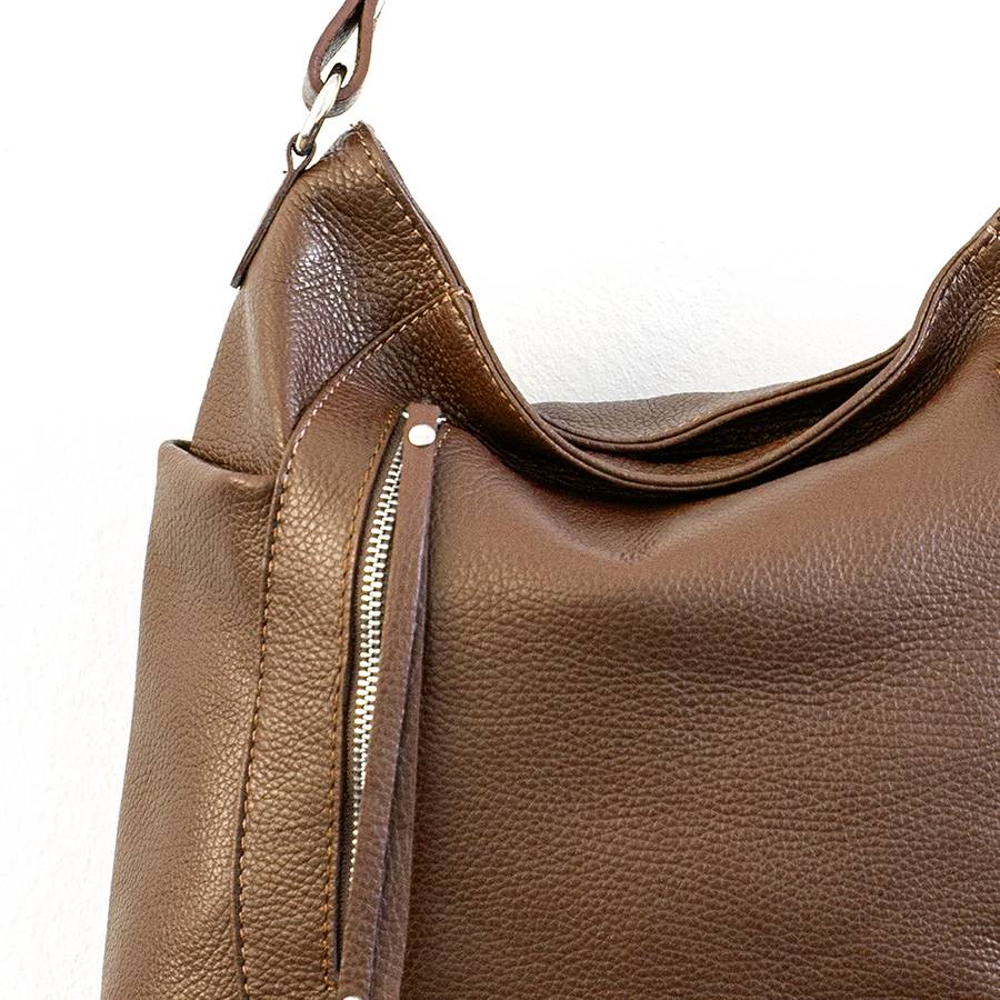 Laura Di Maggio ZIPPY – sacca in pelle con zip cuoio Moda