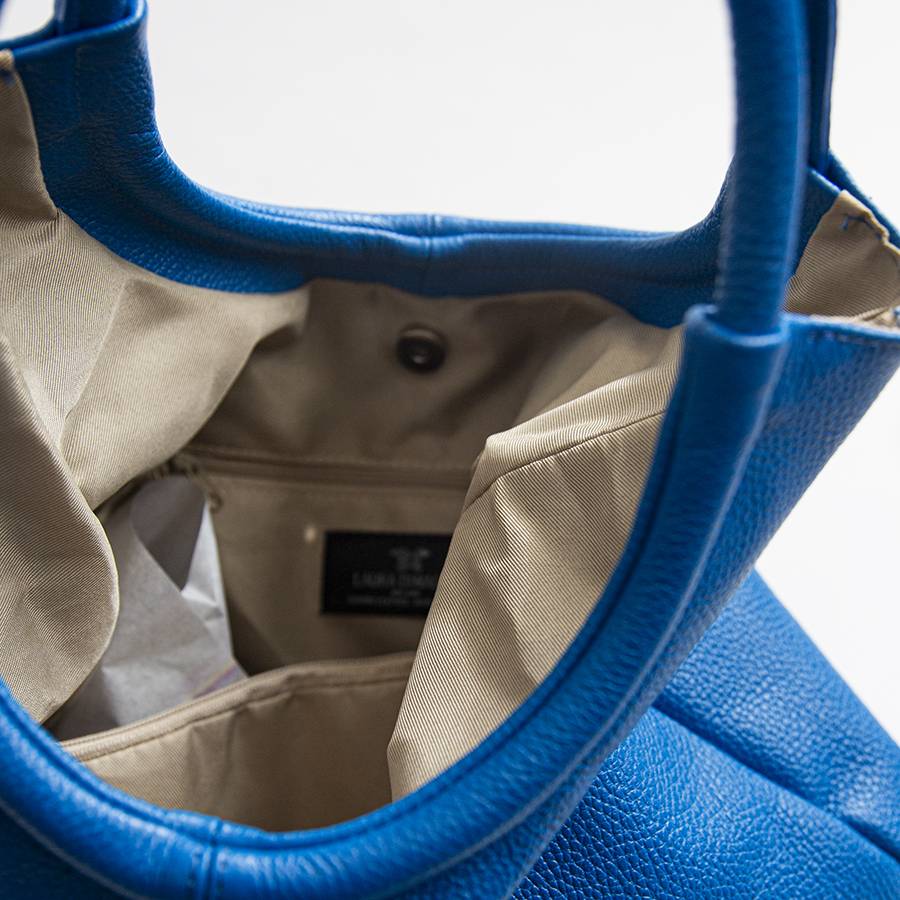 Laura Di Maggio INDIA – Maxi borsa con manico tondo in pelle blu Qualità