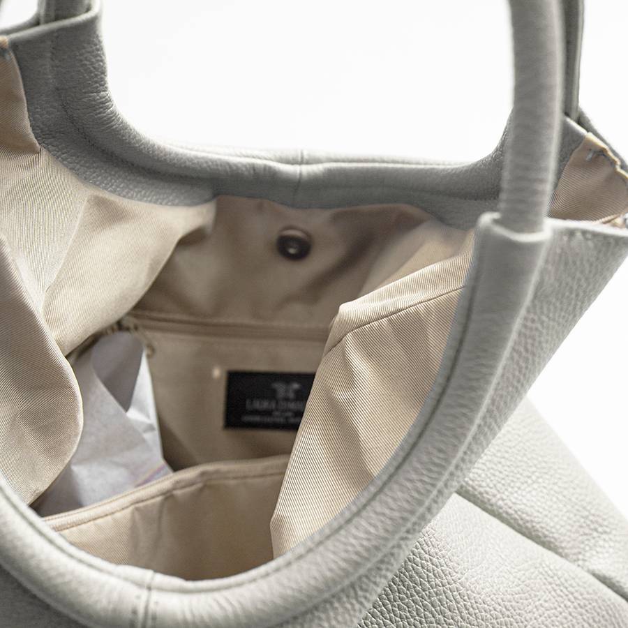Laura Di Maggio INDIA – Maxi borsa con manico tondo in pelle latte Promozione