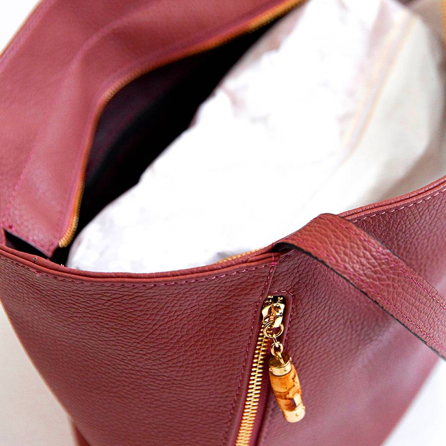 Laura Di Maggio BAMBU’ SHOPPER – Borsa in pelle rossa Pezzi Unici