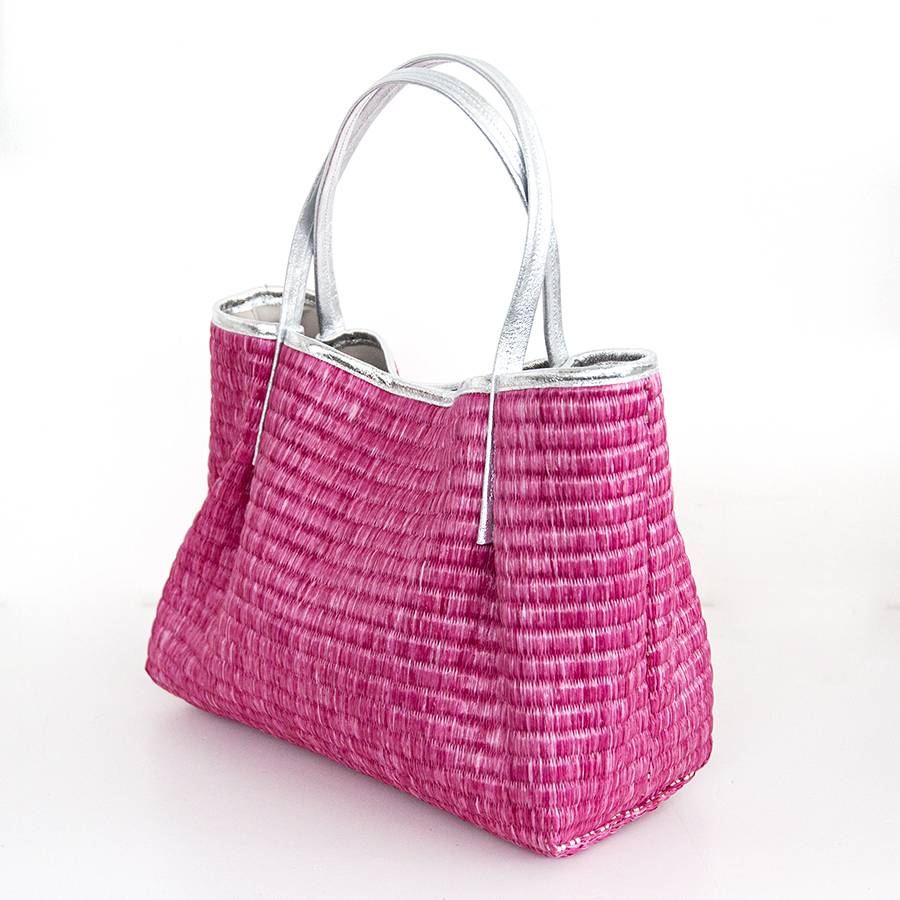 Laura Di Maggio ADIMA – shopping in pelle e paglia fucsia Saldi Di Fabbrica