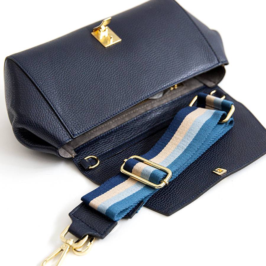 Laura Di Maggio CRETA – baguette con tracolla nastro blu notte Moda