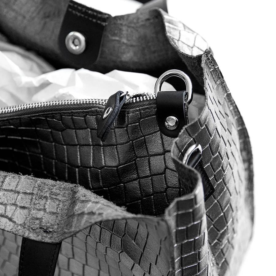 Laura Di Maggio DIAMANTE – shopping in pelle stampa cocco laminata canna fucile Pezzi Unici