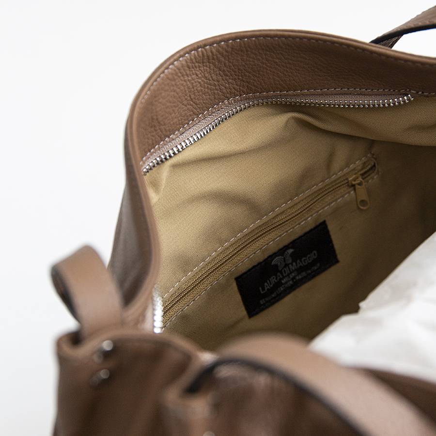 Laura Di Maggio AMBROSIA – shopping in pelle nappa taupe Negozio