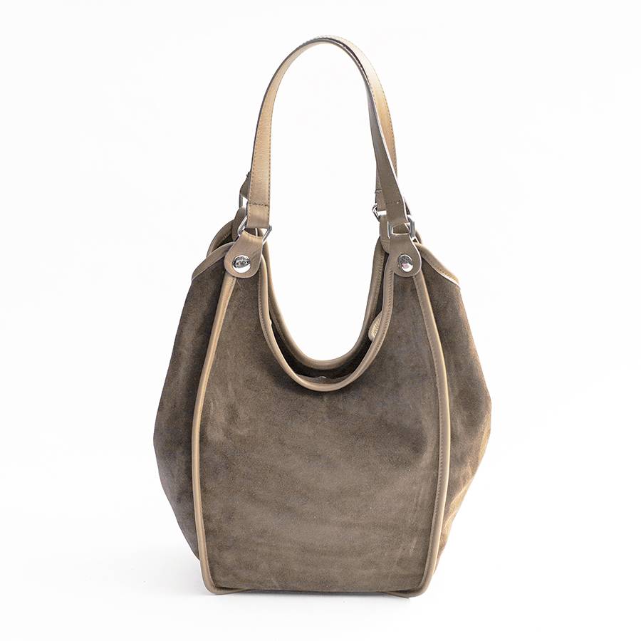 Laura Di Maggio CLEA – Sacca in camoscio e pelle taupe