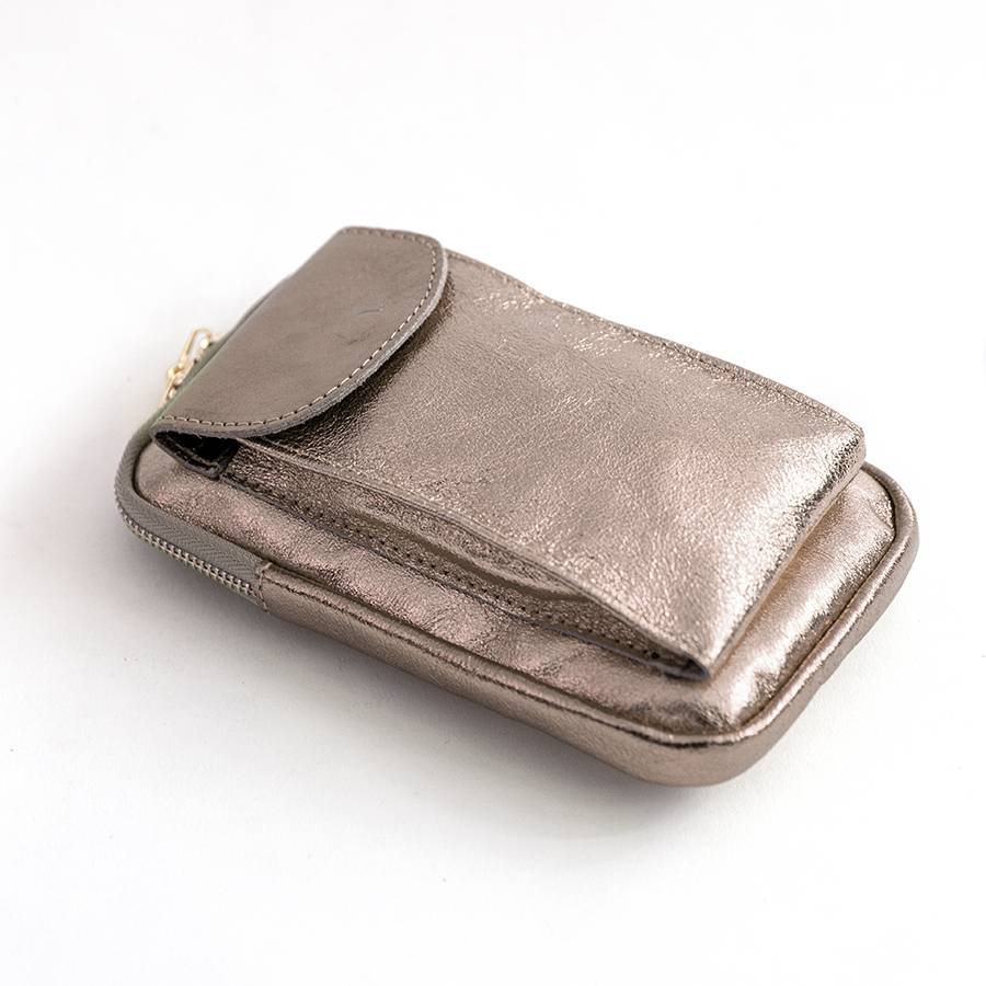 Laura Di Maggio PORTACELLULARE – pelle laminata bronzo Offerta temporanea