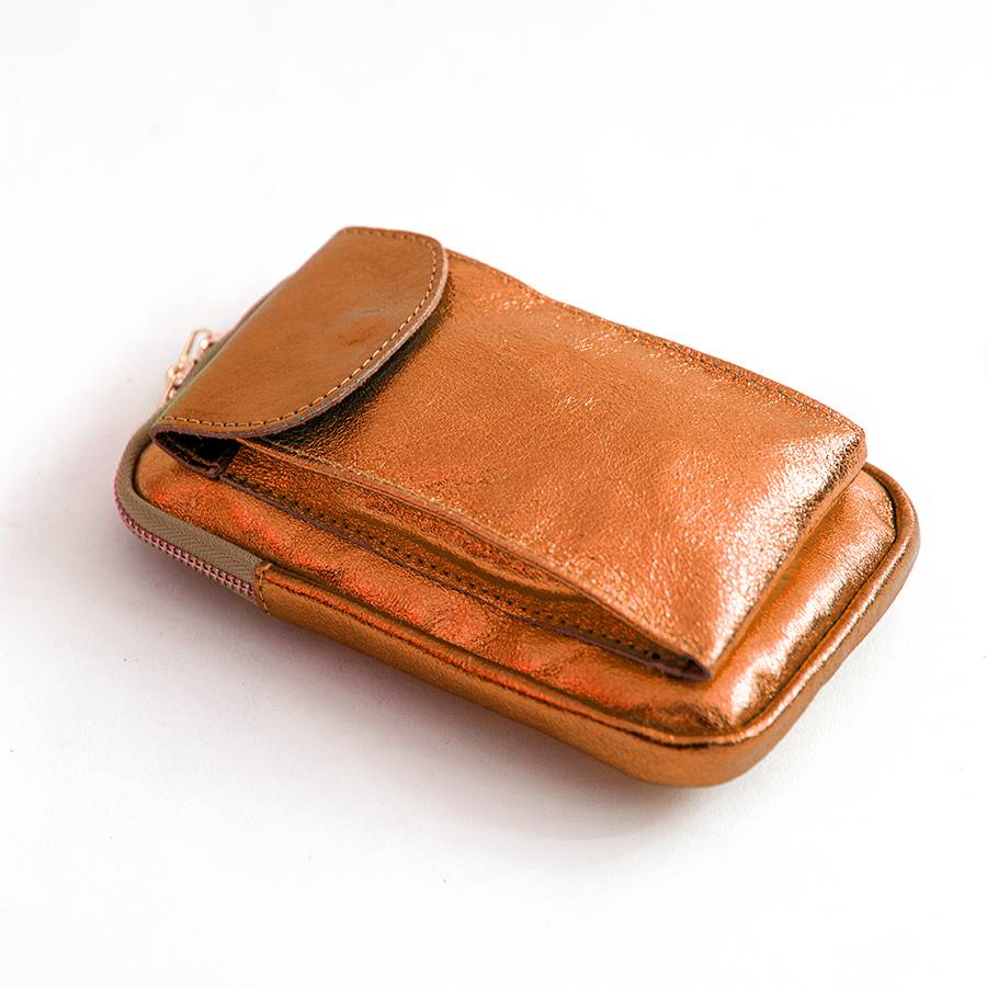 Laura Di Maggio PORTACELLULARE – pelle laminata arancio Lightning offer