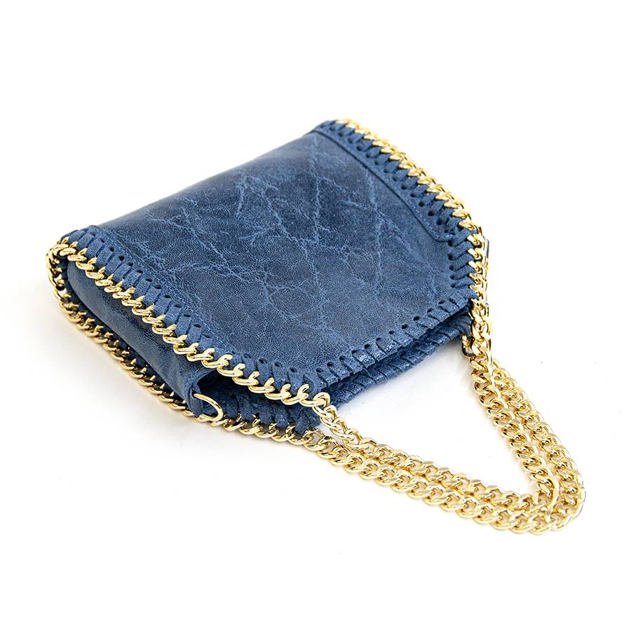 Laura Di Maggio LUMI – Borsa con catene in pelle vintage blu Ultimo giorno