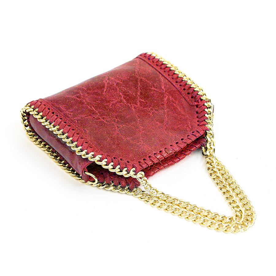 Laura Di Maggio LUMI – Borsa con catene in pelle vintage rossa Only for today