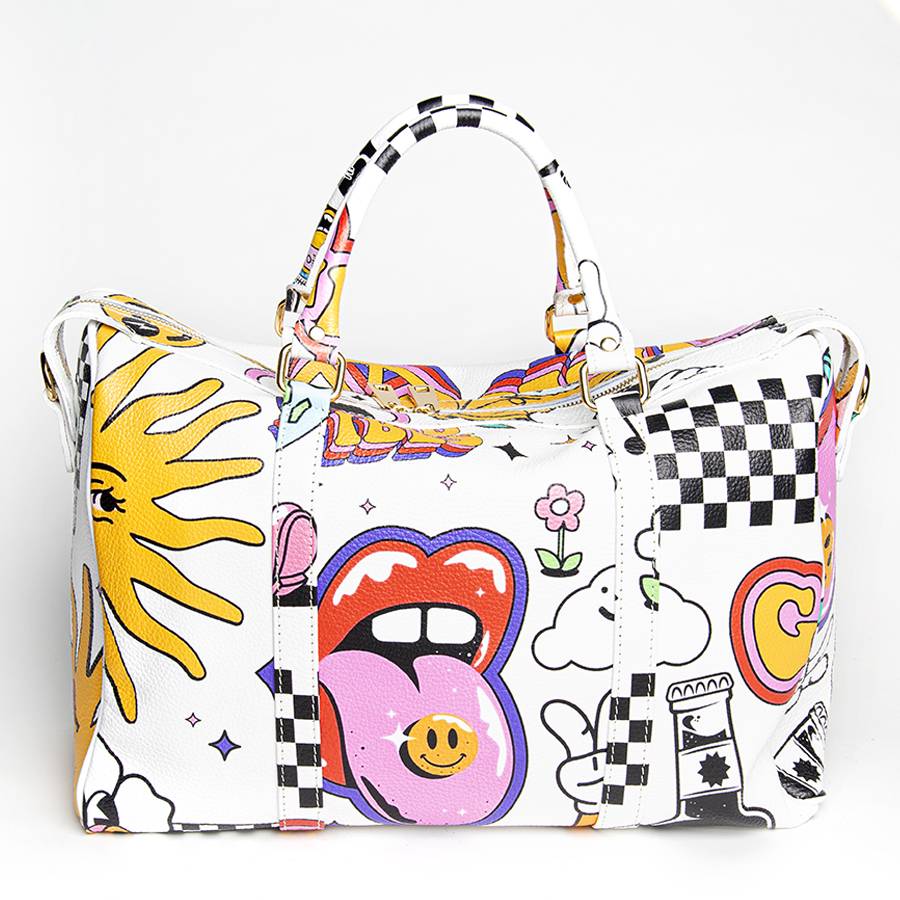 Laura Di Maggio DOODLE TRAVEL – Borsone in pelle serigrafata Solo un giorno rimasto