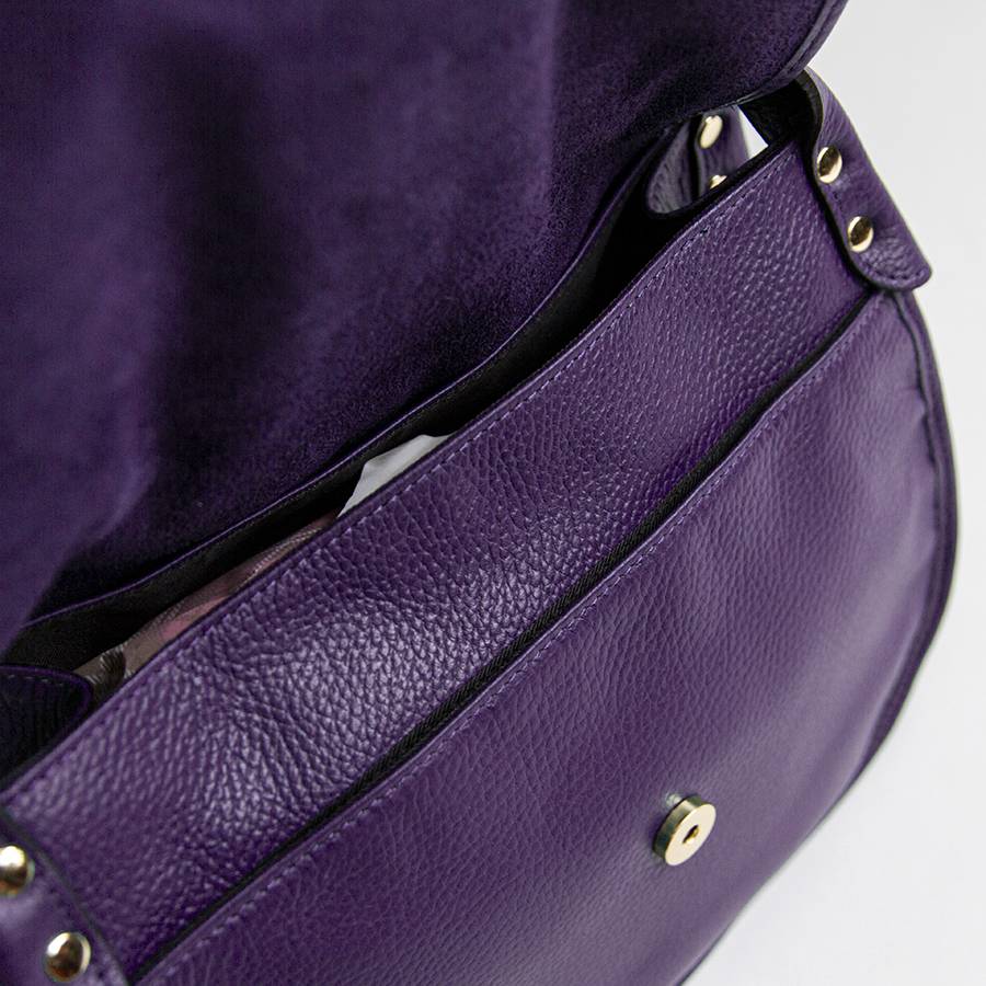 Laura Di Maggio SADDLE – postina in pelle e camoscio viola Super sconto