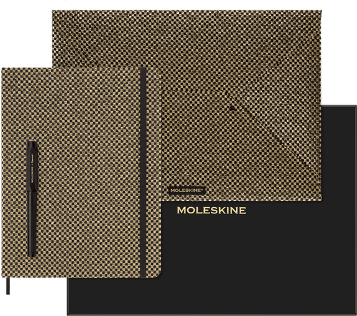 Moleskine Cofanetto da collezione ShineTaccuino XL a righe, busta, Penna stilografica Kaweco, Oro Economico