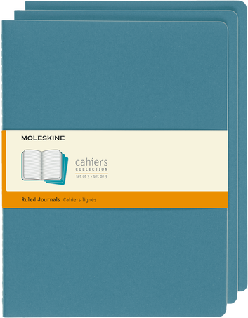 Moleskine Quaderni CahierSet da 3 quaderni, Blu Brillante