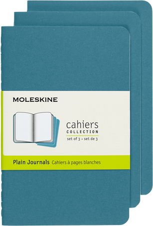 Moleskine Quaderni CahierSet da 3 quaderni, Blu Brillante