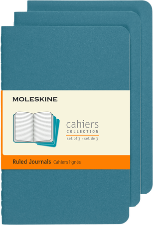 Moleskine Quaderni CahierSet da 3 quaderni, Blu Brillante