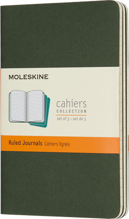 Moleskine Quaderni CahierSet da 3 quaderni, Verde Mirto