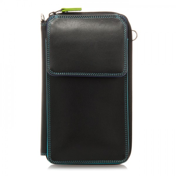 Mywalit Portafoglio multifunzione con zip su tre lati e tracolla Black Pace Italy