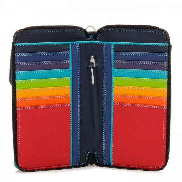Mywalit Portafoglio multifunzione con zip su tre lati e tracolla Black Pace Italy