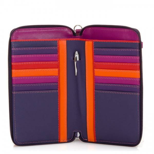 Mywalit Portafoglio multifunzione con zip su tre lati e tracolla Sangria Multi Italia