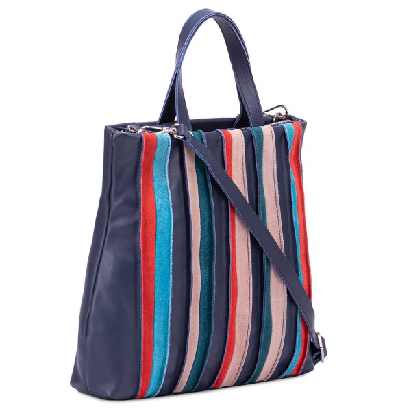 Mywalit Borsa Shopper Laguna in pelle e camoscio Blu Vendita Economica