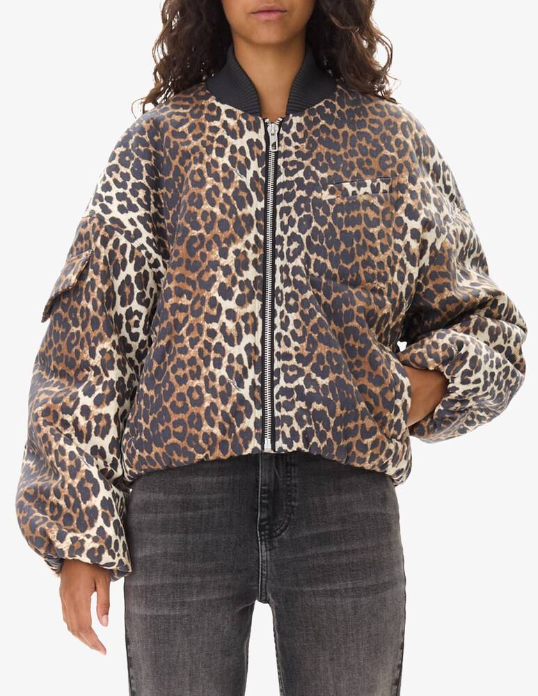 Ganni Giacca bomber leopardata Nuovo