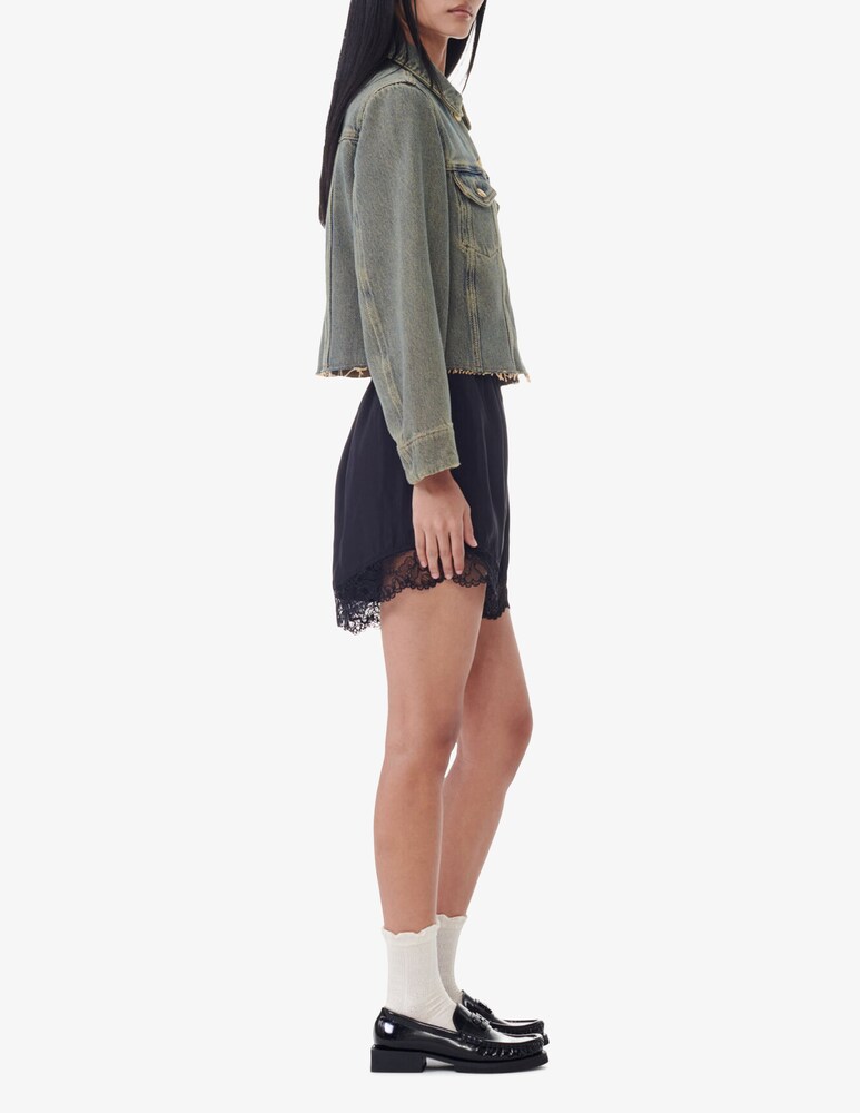 Ganni Shorts in habotai di viscosa elasticizzato Sconto
