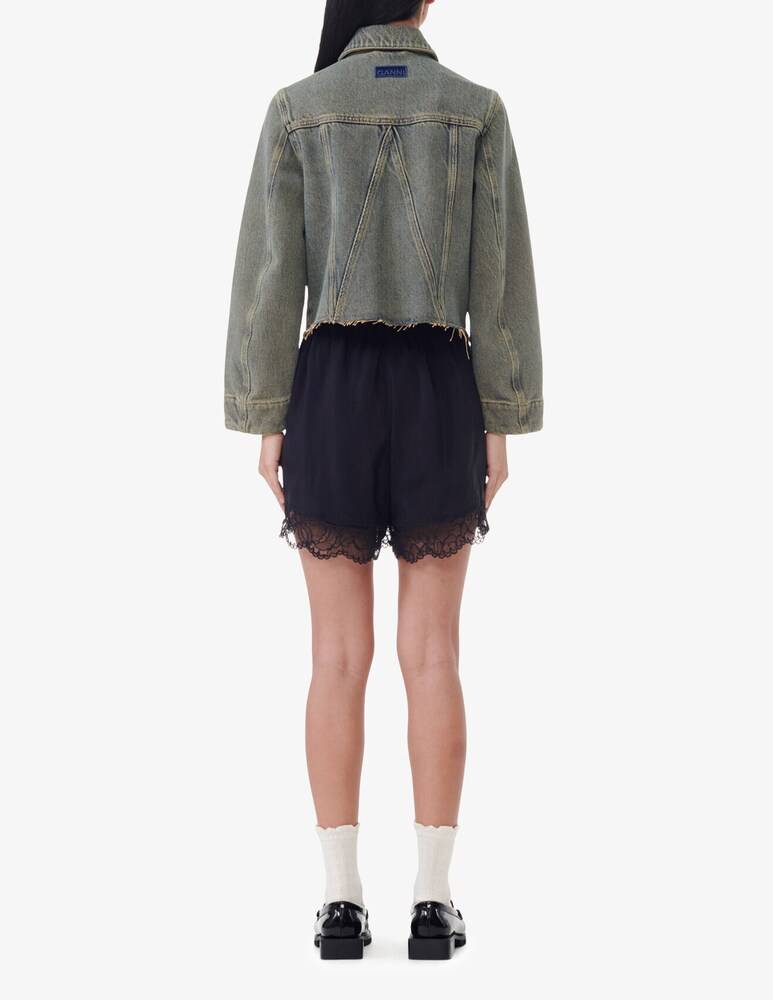 Ganni Shorts in habotai di viscosa elasticizzato Sconto