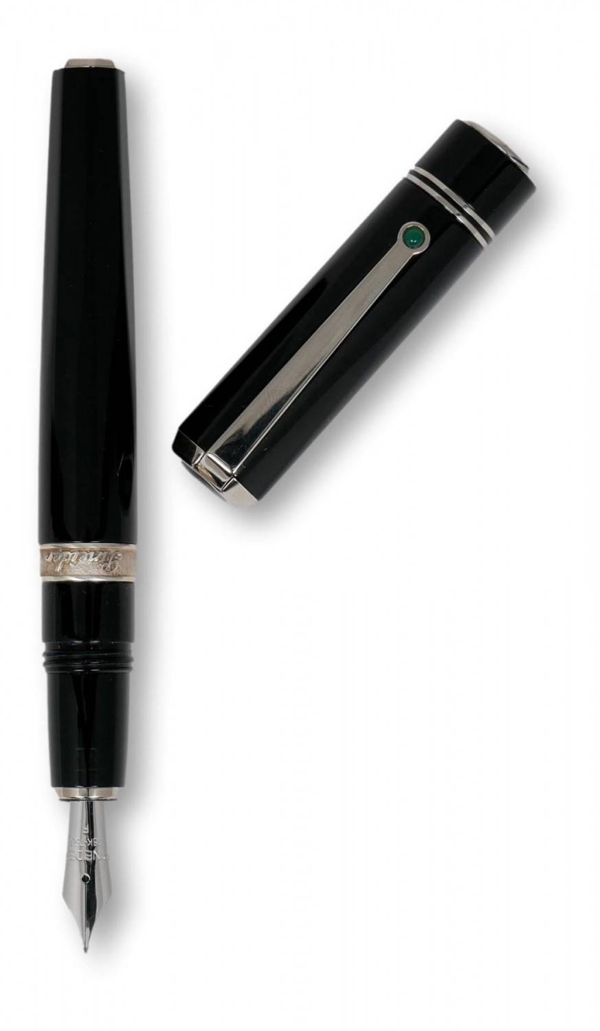 Pineider Penna stilografica collezione 1949 con dettagli in argento e logo Pineider Moda