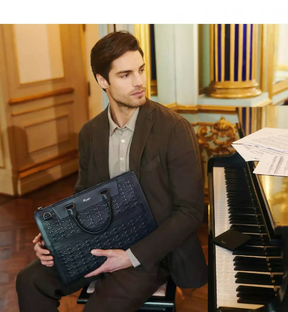 Pineider Slim Briefcase in Embossed Empress 2025