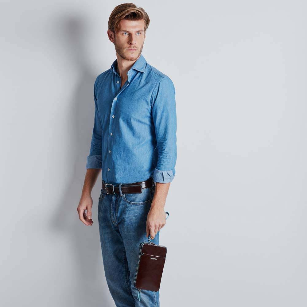 Piquadro Men’s wrist clutch bag with front slip pocket Prezzo Ridotto