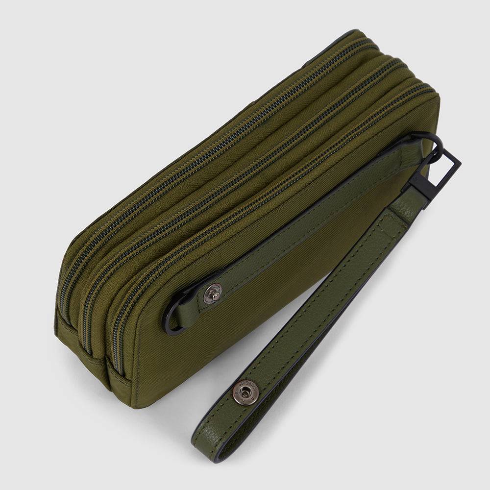 Piquadro Case in recycled fabric with three dividers Presa