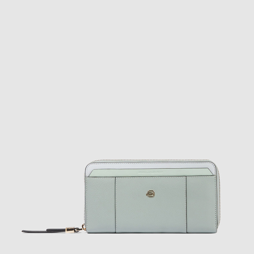 Piquadro Zip-around women’s wallet with four dividers